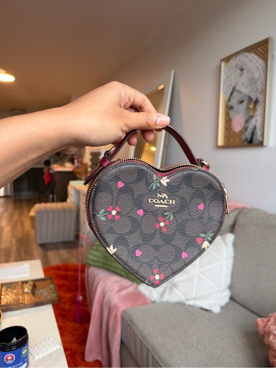 Coach Handbags - Coach Brown Signature Heart Mini Bag